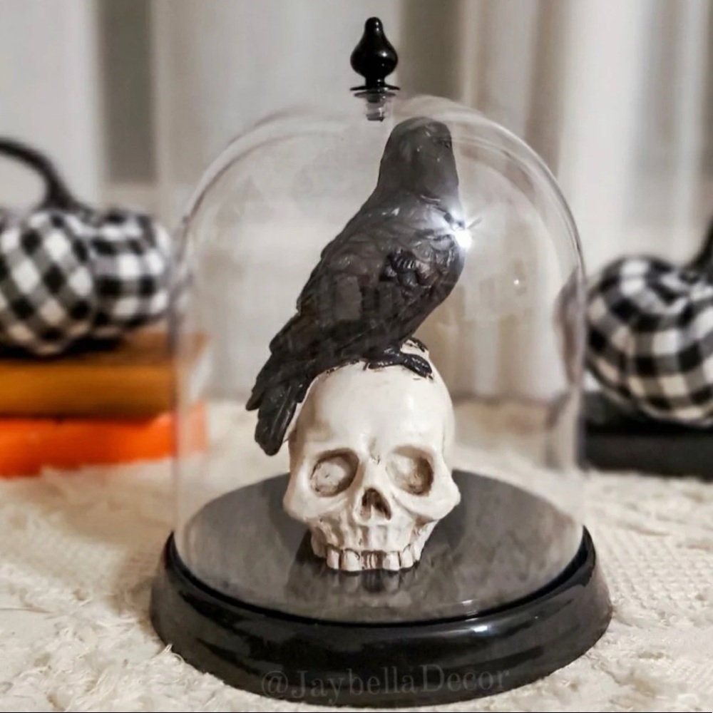 Scary Skull with Glittery Black Crow for Halloween …